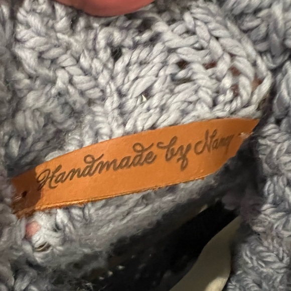 Handmade Cozy blue Cable Knit Turtleneck poncho one size turtle neck by Nancy - Picture 6 of 9